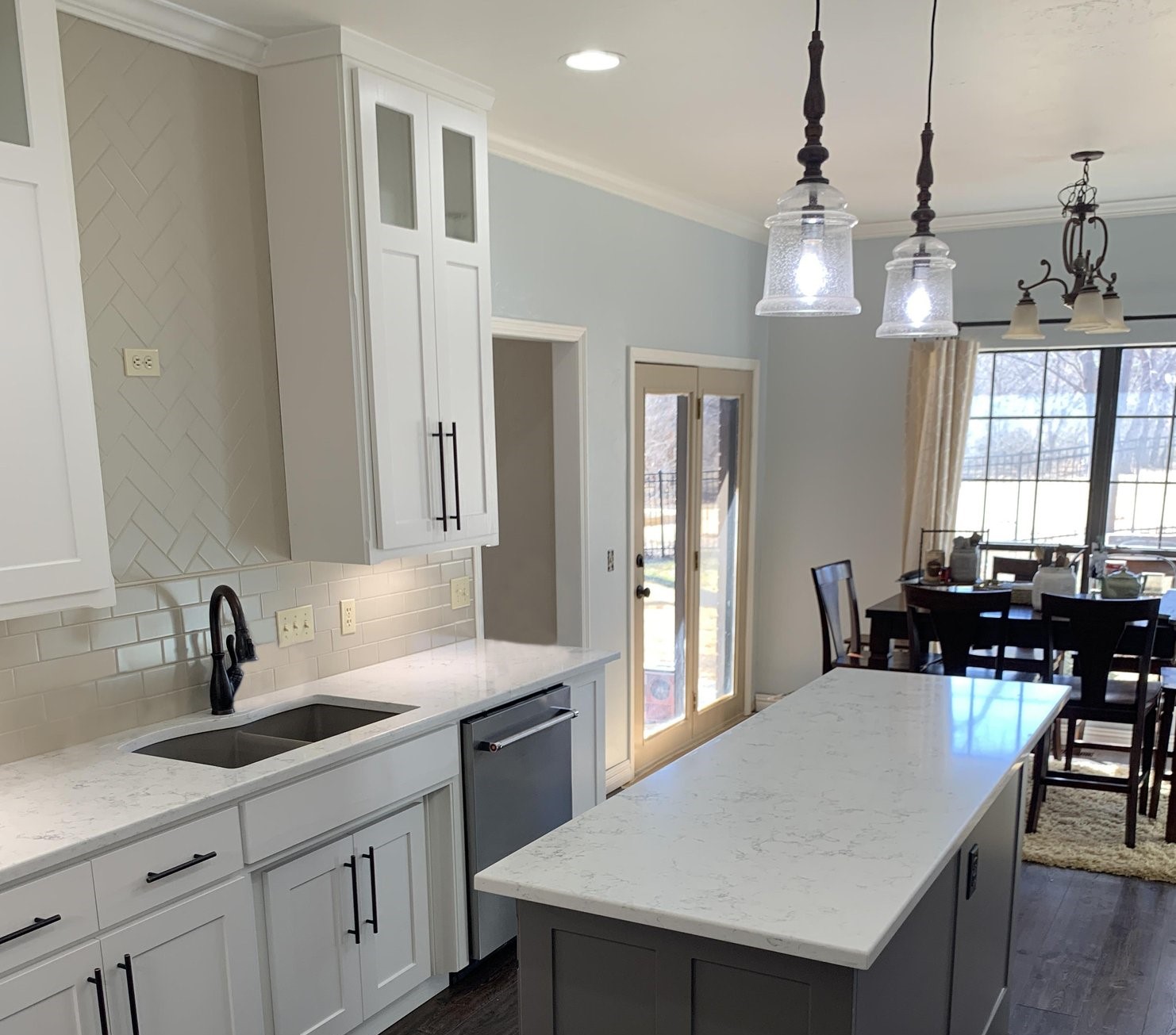 kitchen remodel without demolition using refreshed cabinet doors and modern finishes